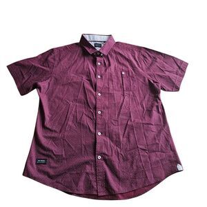 7 Diamonds mens XL burgundy circles print button down shirt